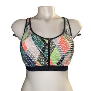 Victoria’s Secret Knockout Front Close Racer Back Geometric Print Sports Bra 36D